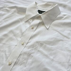 Lauren Ralph Lauren White Classic Fit Non Iron Button Down Shirt Size 17.5 36/37